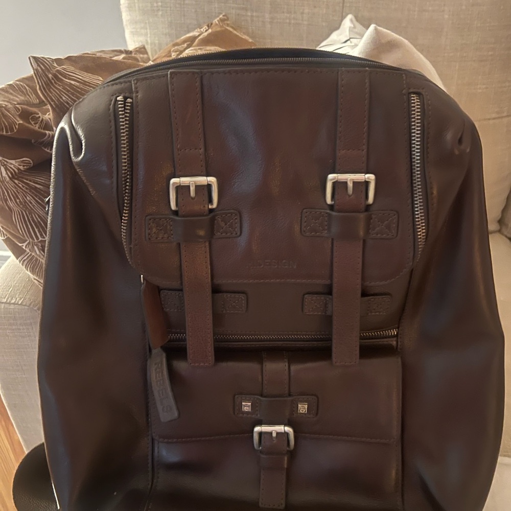 Elegant Dark Brown Leather Backpack